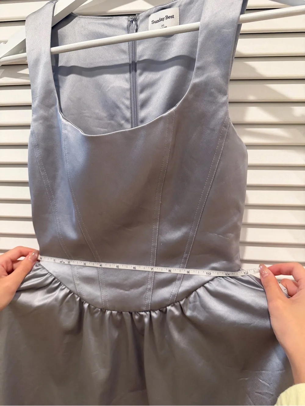 Aritzia Sunday Best Septor Satin Dress Cool Lagoon Grey Size 00